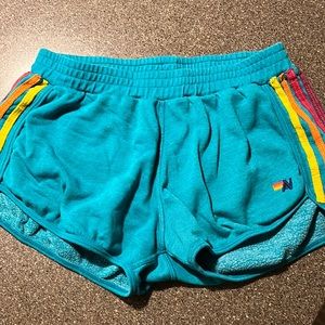 Aviator Nation Womens 4 Stripe Jogger Shorts- Jade